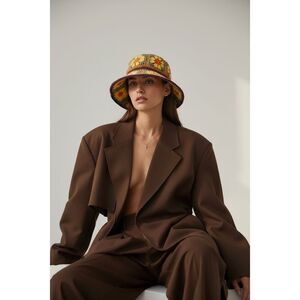 Peter Grimm Crochet Bucket Hat Granny Square Raffia UPF 50+ Packable Sun , New